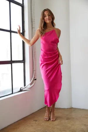 Melody Chain Strap Satin Midi Dress