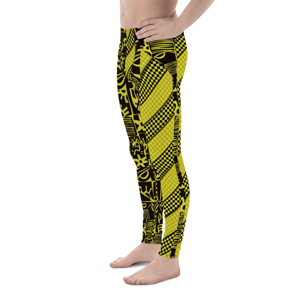 Mens Leggings, Pro Wrestling Tights Retro Block