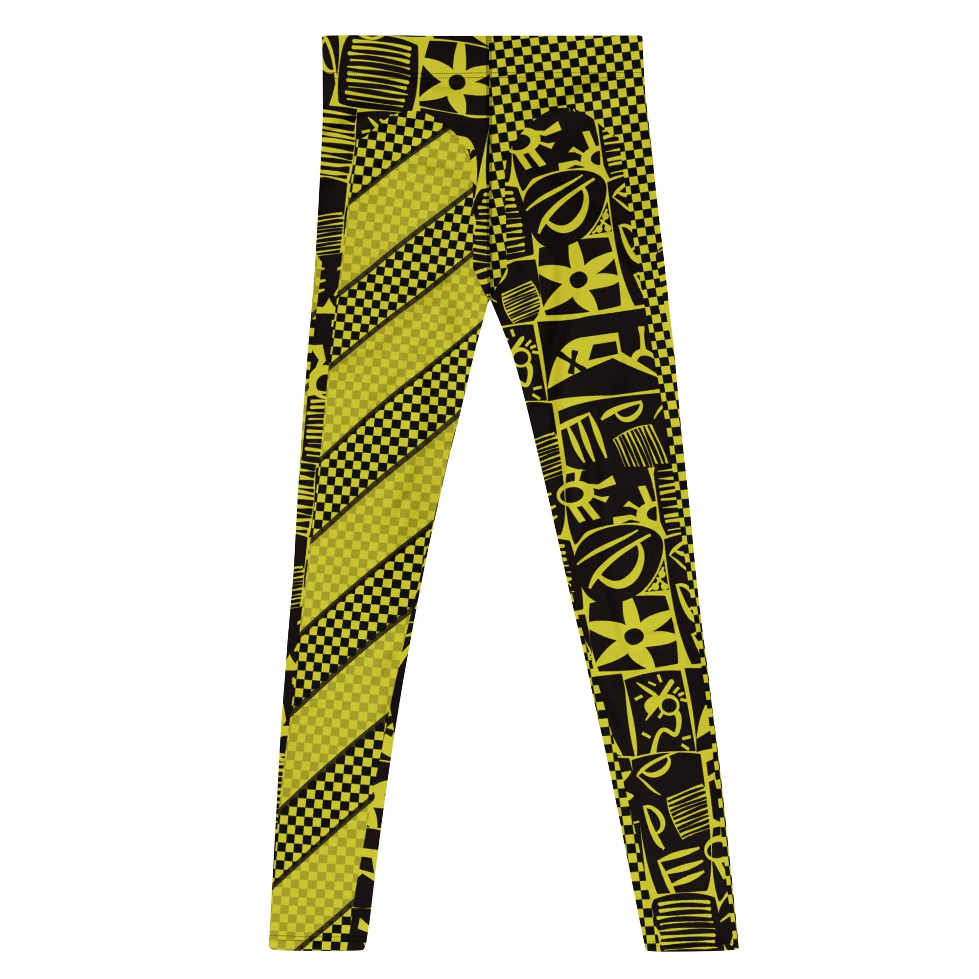 Mens Leggings, Pro Wrestling Tights Retro Block