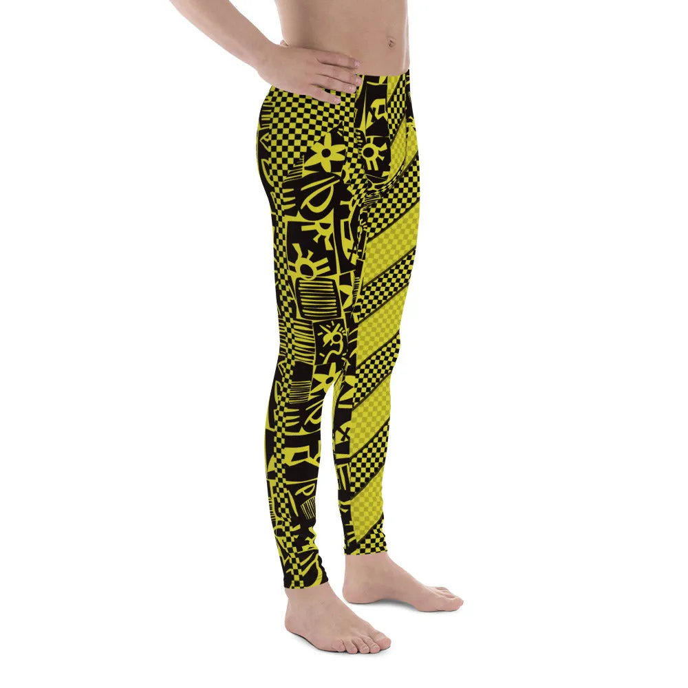 Mens Leggings, Pro Wrestling Tights Retro Block