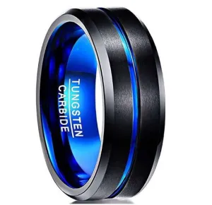 Men's Thin Blue Line Ring - Tungsten Carbide