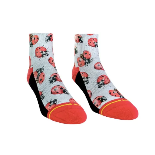 Merge4 Lady Bugs Women's Quarter Crew Sock with Art by Hanna Minck