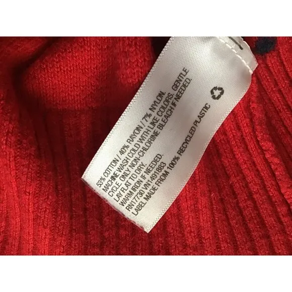 MERONA- WOMENS RED/NAVY CREW NECK LONG SLEEVE SWEATER SIZE SMALL
