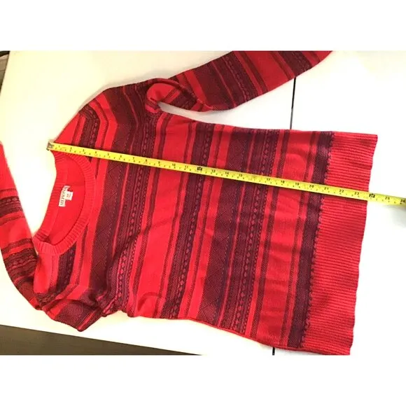MERONA- WOMENS RED/NAVY CREW NECK LONG SLEEVE SWEATER SIZE SMALL