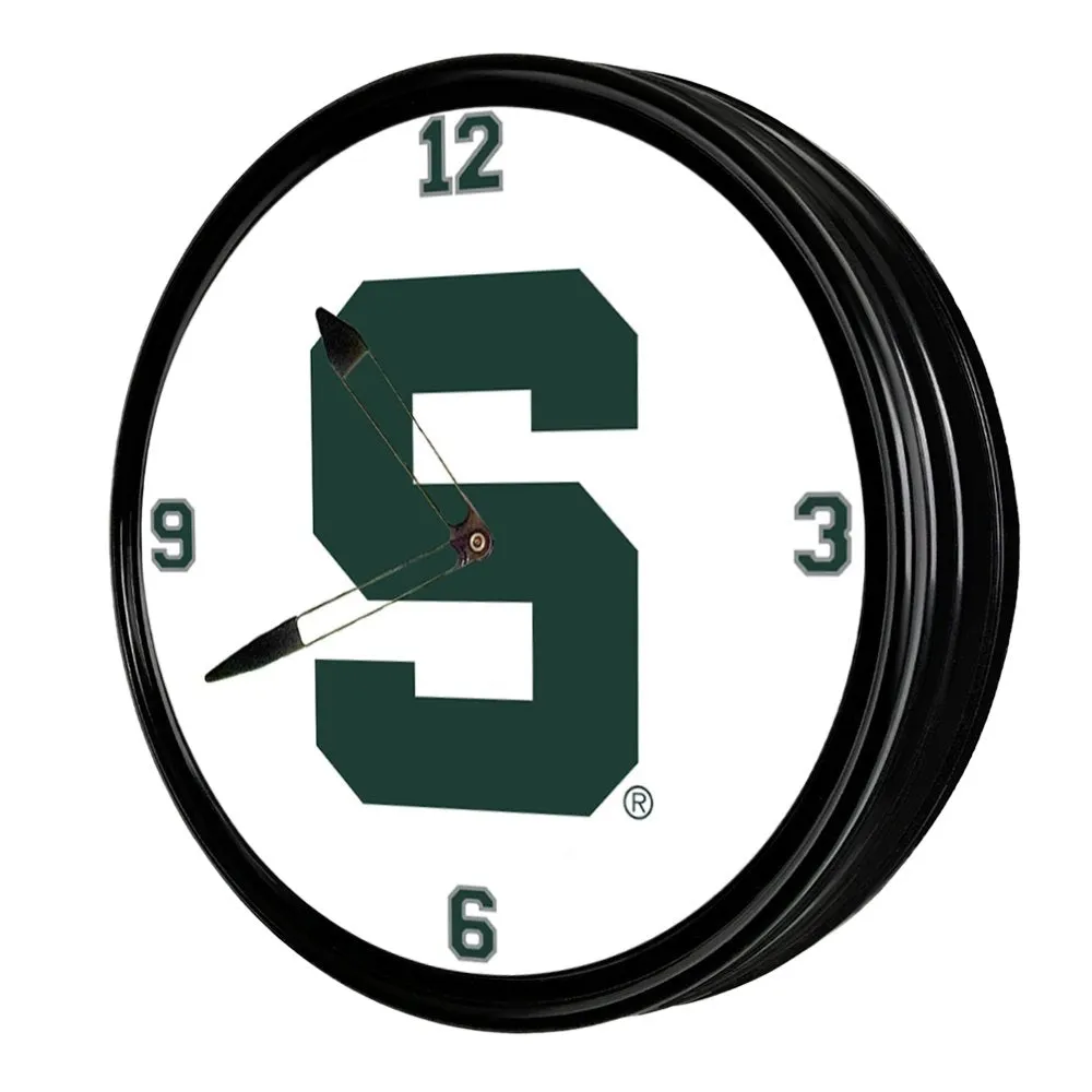 Michigan State Spartans: Block S - Retro Lighted Wall Clock