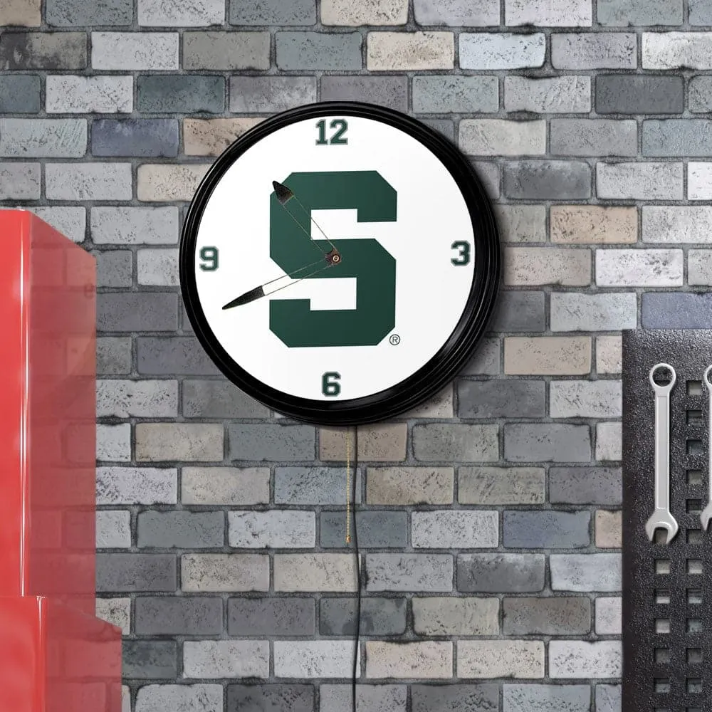 Michigan State Spartans: Block S - Retro Lighted Wall Clock