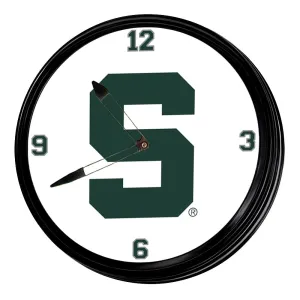 Michigan State Spartans: Block S - Retro Lighted Wall Clock