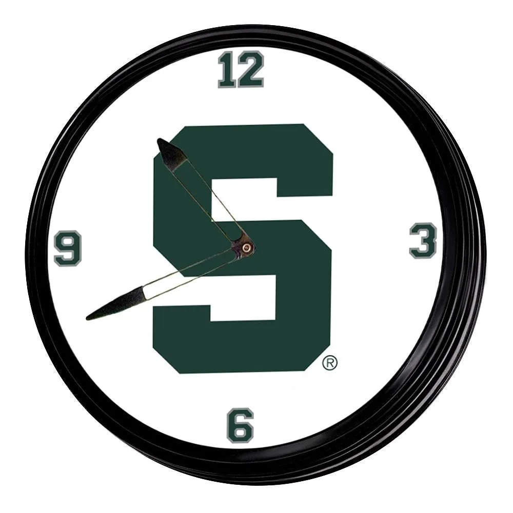 Michigan State Spartans: Block S - Retro Lighted Wall Clock