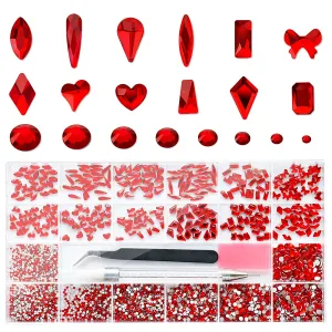 Molisaka Nail Rhinestones Set, Multi Shapes Champagne Gold Rhinestones for Nails, Mixed Size Nail Charms, Flatback Nail Jewels Rhinestones with Wax Pencil and Tweezers, Storage in Rinestones Set Box