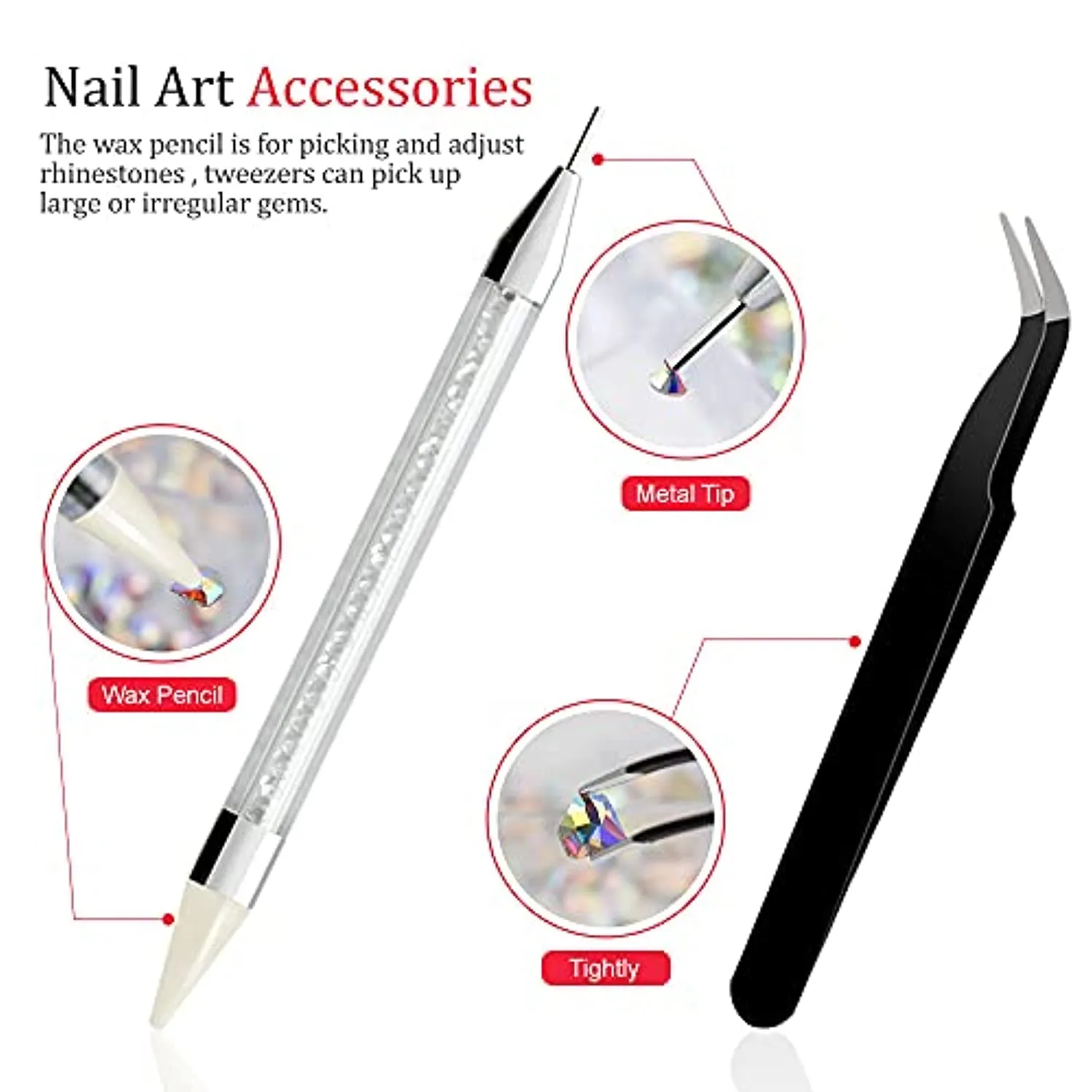 Molisaka Nail Rhinestones Set, Multi Shapes Champagne Gold Rhinestones for Nails, Mixed Size Nail Charms, Flatback Nail Jewels Rhinestones with Wax Pencil and Tweezers, Storage in Rinestones Set Box