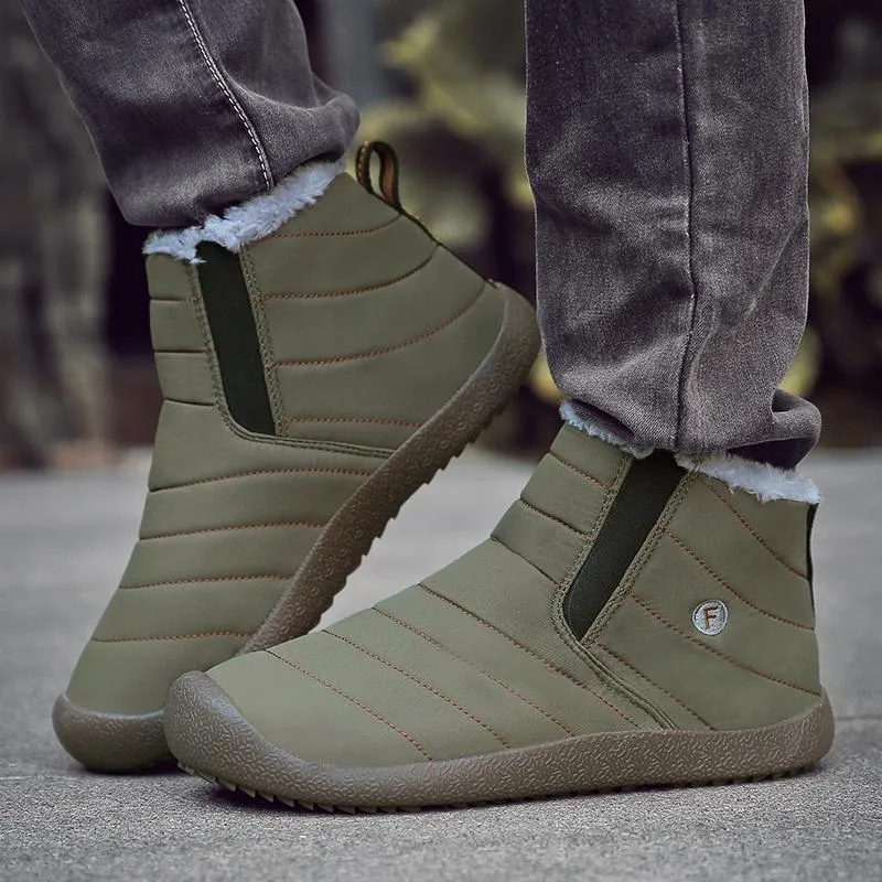 Mostelo®-Men's Winter Warm Push Ankle High Wedge Waterproof Rubber Hiking Snow Boots