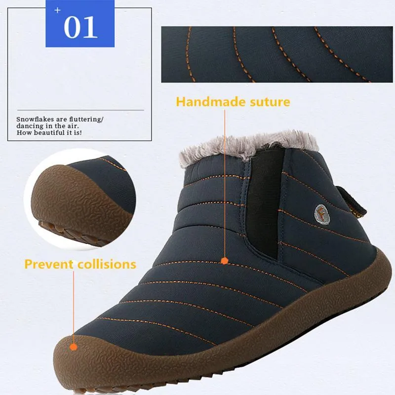 Mostelo®-Men's Winter Warm Push Ankle High Wedge Waterproof Rubber Hiking Snow Boots