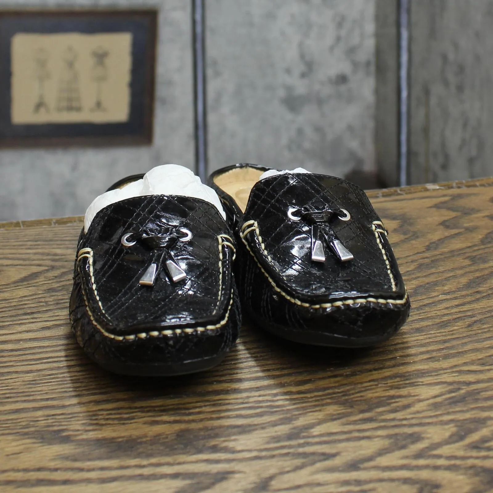Naturalizer Womens Vintage Gossip Contrast Stitch Loafers Black 6M