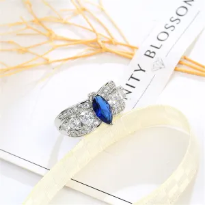 Navy Crystal & Cubic Zirconia Marquis Ring