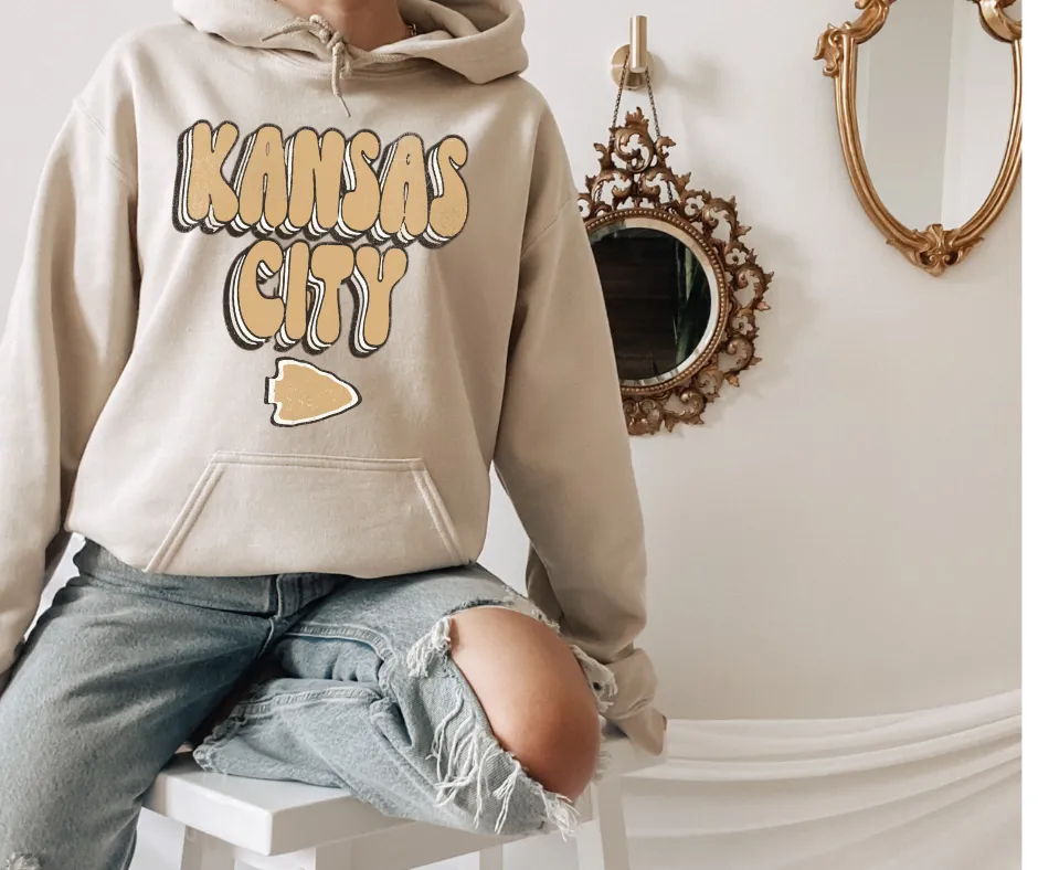 Neutral Retro Kansas City Arrowhead Tan Hoodie
