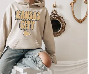 Neutral Retro Kansas City Arrowhead Tan Hoodie