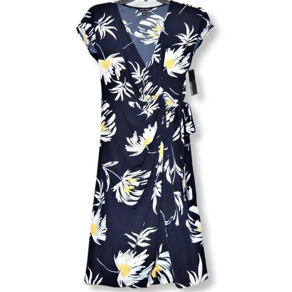 New! Maggy London Women's Floral Print V-neck Wrap Mini Dress