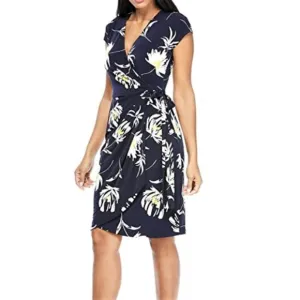 New! Maggy London Women's Floral Print V-neck Wrap Mini Dress