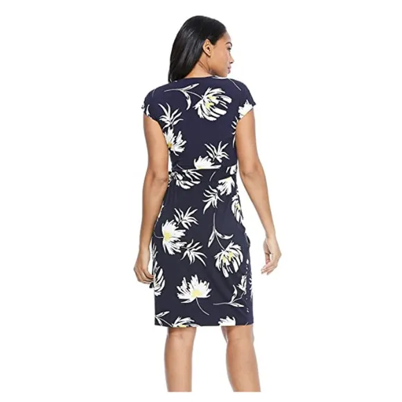 New! Maggy London Women's Floral Print V-neck Wrap Mini Dress
