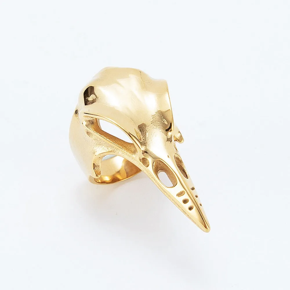 Nordic Mythology Odin Stainless Steel Skull Raven Ring