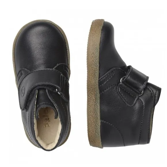 NWT FALCOTTO CONTE VL Boys Black Brushed Nappa Leather Shoes with Strap Closure