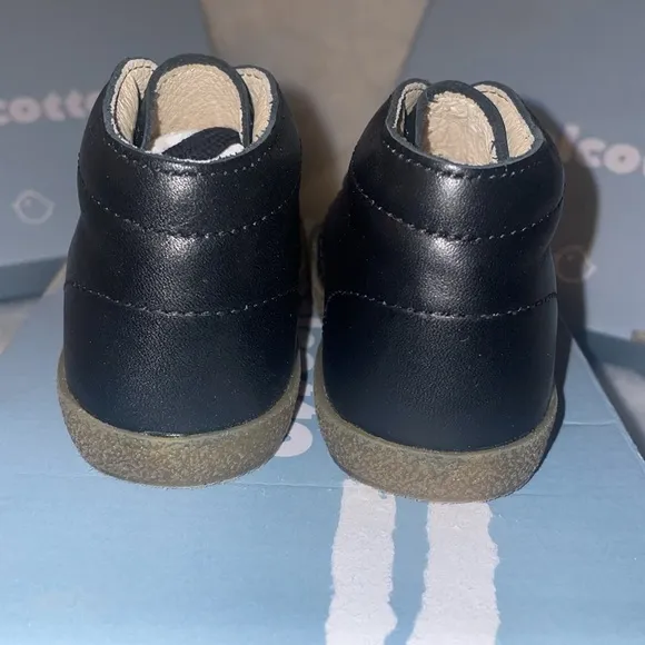 NWT FALCOTTO CONTE VL Boys Black Brushed Nappa Leather Shoes with Strap Closure