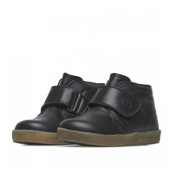 NWT FALCOTTO CONTE VL Boys Black Brushed Nappa Leather Shoes with Strap Closure