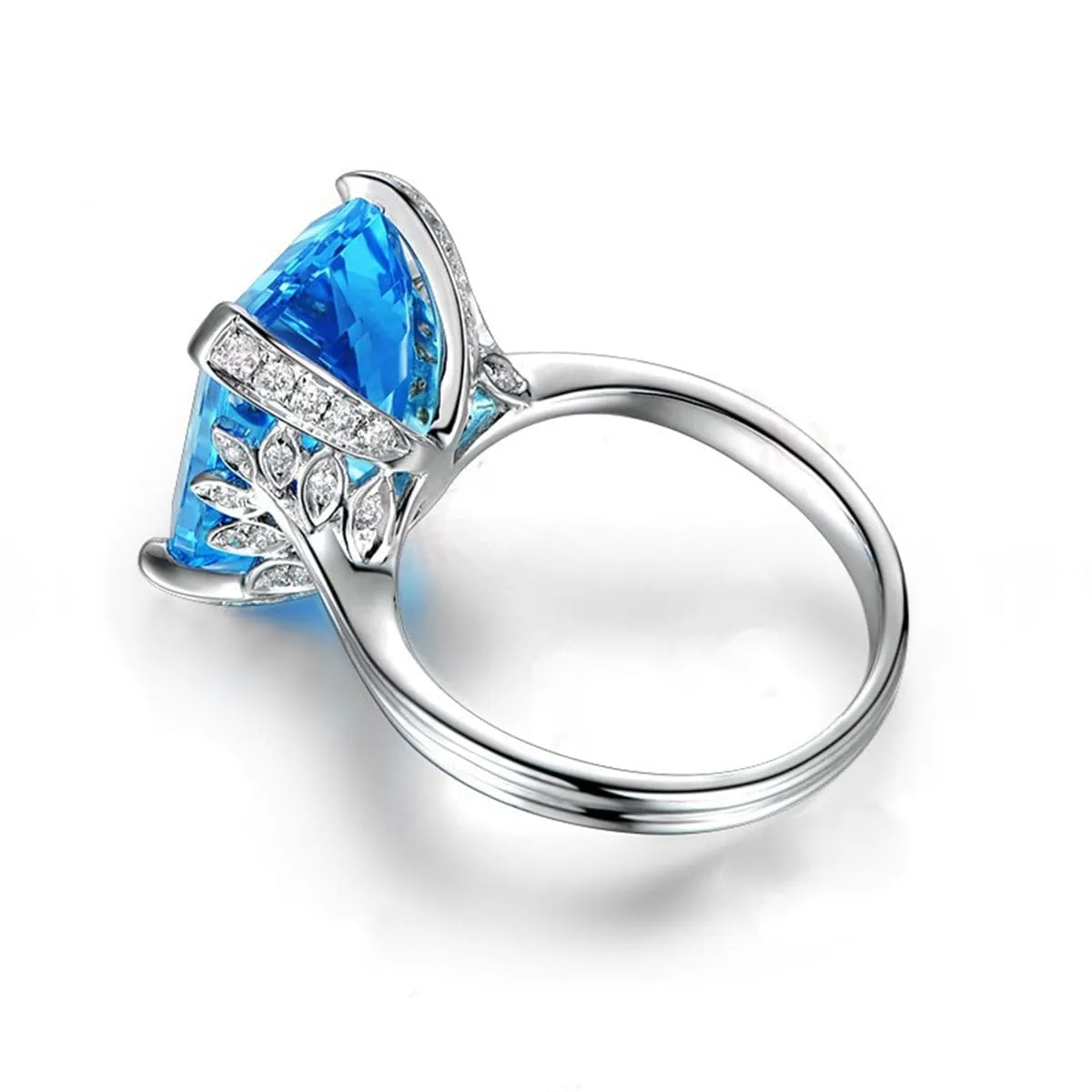 Ocean Blue Crystal Emerald-Cut Ring