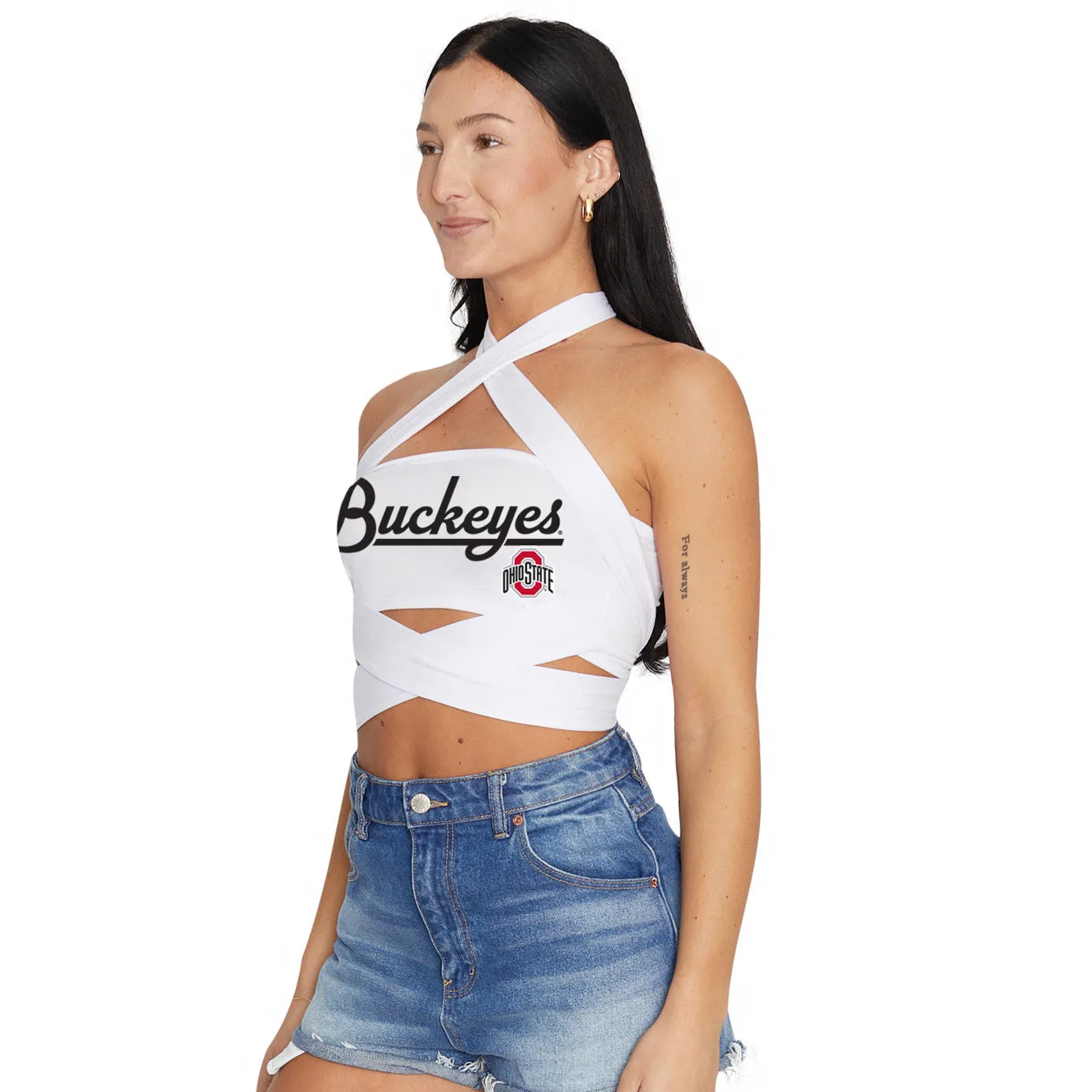 Ohio State OSU Buckeyes White Multi Way Bandeau Top
