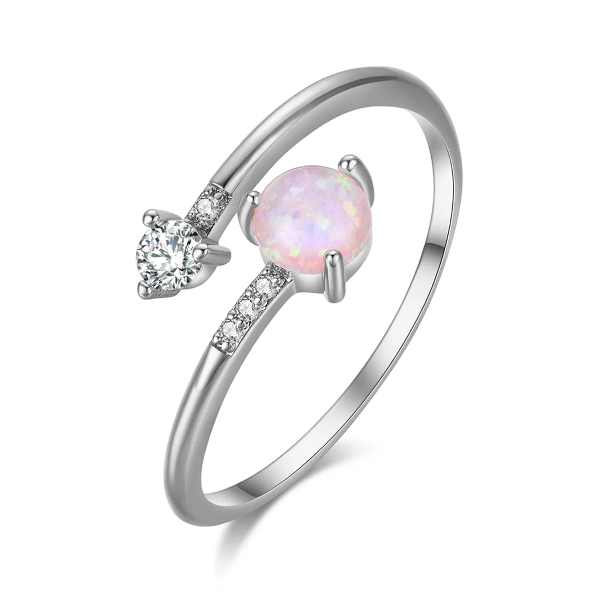 Opal & Cubic Zirconia Bypass Ring