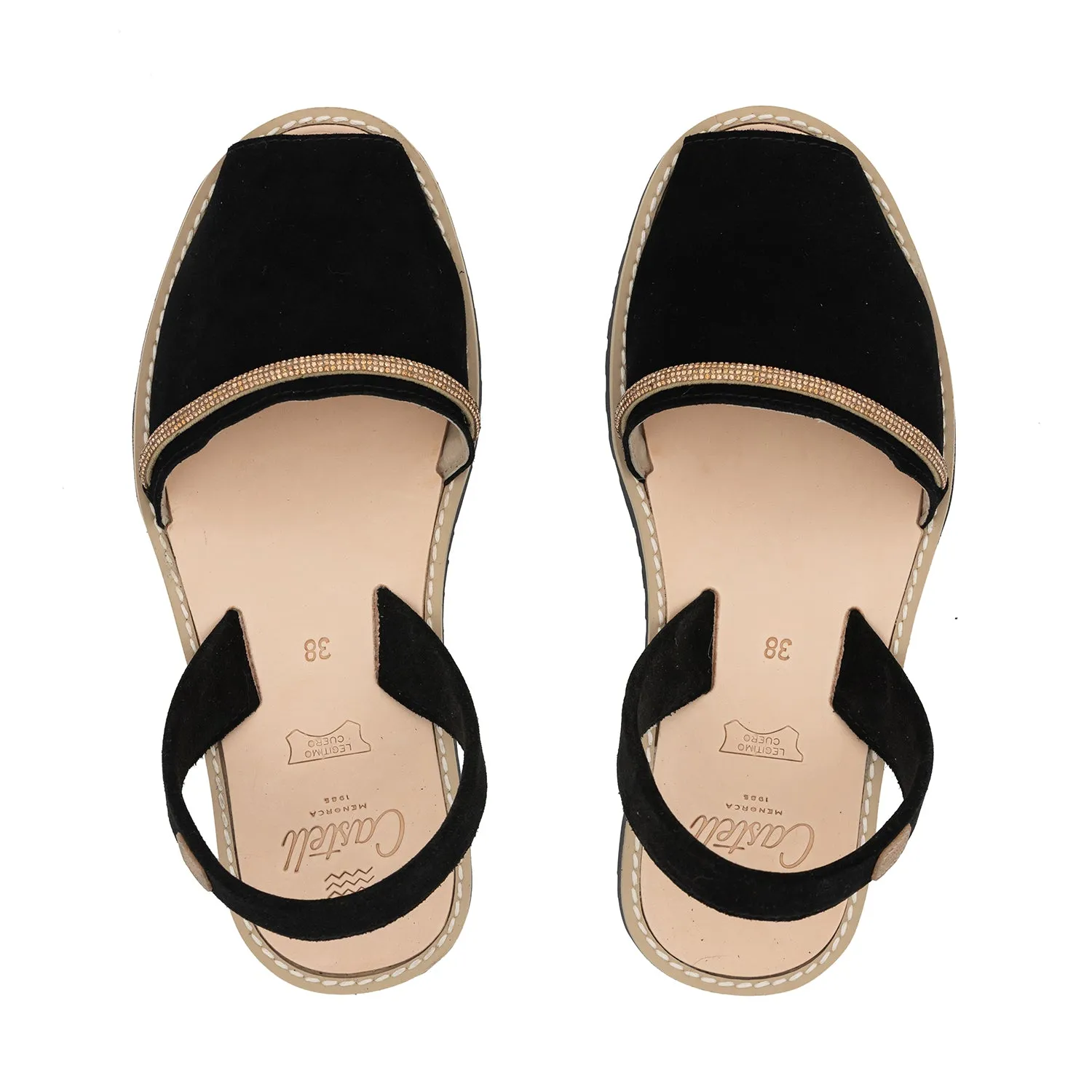 Open Toe Leather Menorcan Sandal With Sling Back - Madona 1056R 2H Brillante