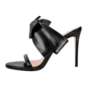 Open Toe Strap Bow Stiletto Sandals