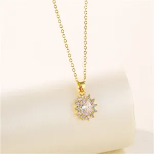 Oval-Cut Crystal & Cubic Zirconia 18K Gold-Plated Botanical Pendant Necklace