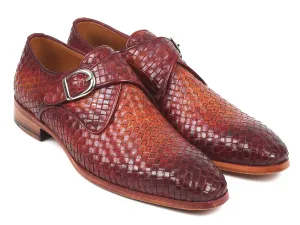 Paul Parkman Reddish Brown Woven Leather Monkstraps