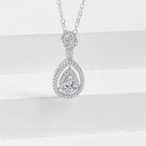 Pear Crystal & Cubic Zirconia Drop Pendant Necklace