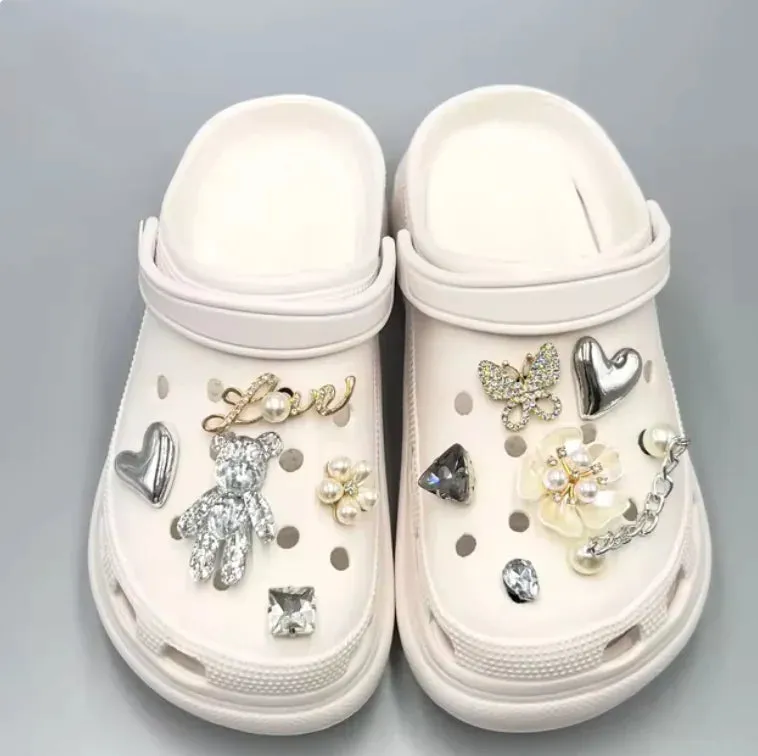 Pearl Chain Shoe Charms for Crocs and Sandals - Elegant DIY Decorations for Women