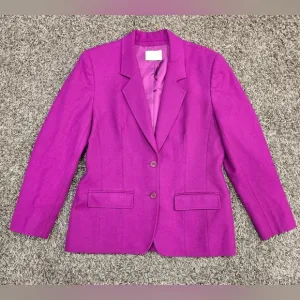 Pendleton Womens Vintage 100% Virgin Wool Blazer Magenta Made In USA Size 8