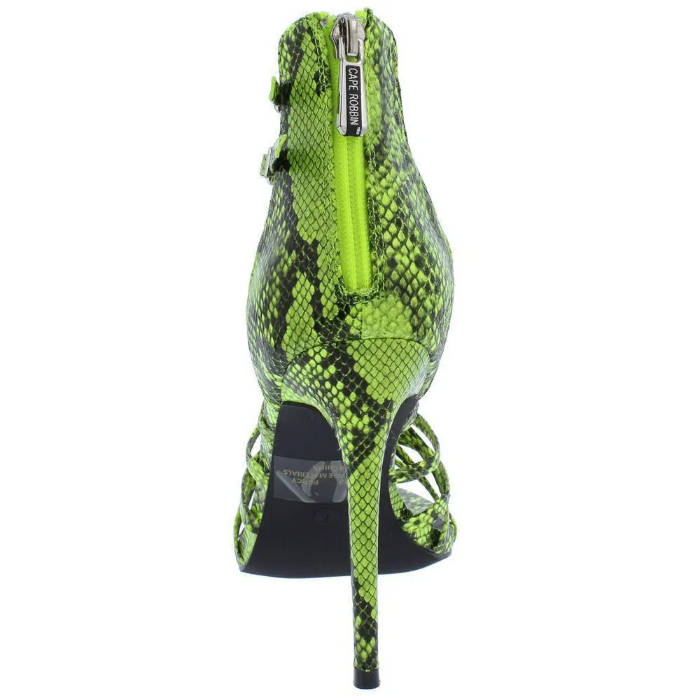 Percy Snake Open-Toe Heel Sandals