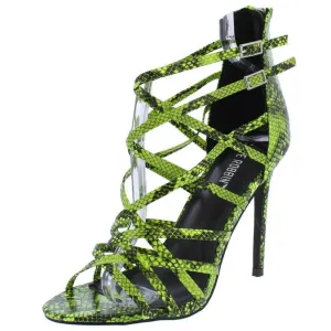 Percy Snake Open-Toe Heel Sandals