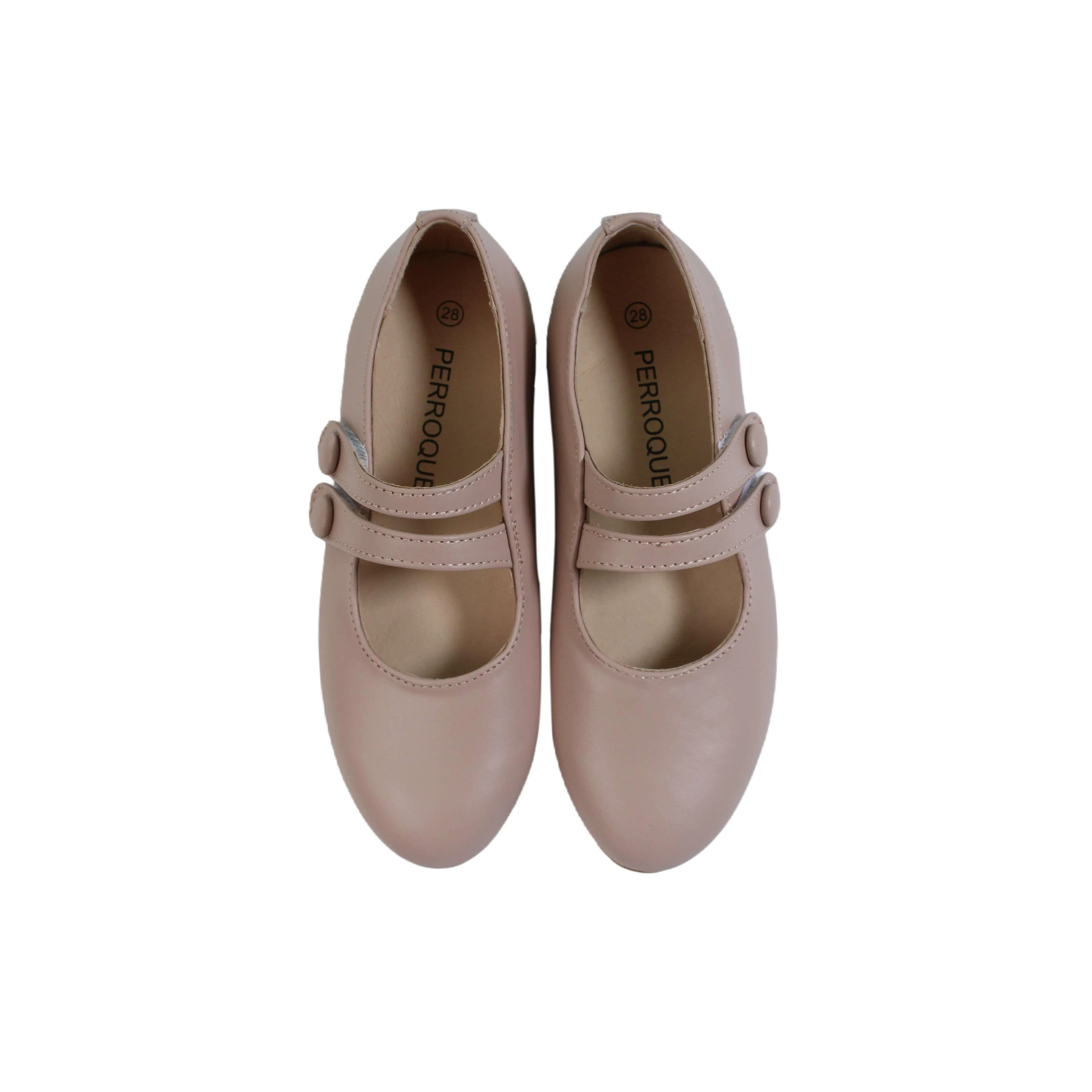 Perroquet Shoes Leather Double Front Strap Mary Janes - Mauve Pink