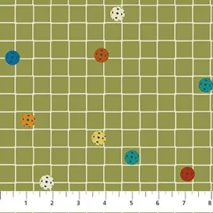 Pickleball  by Northcott Fabrics BALLS ON NET/GREEN