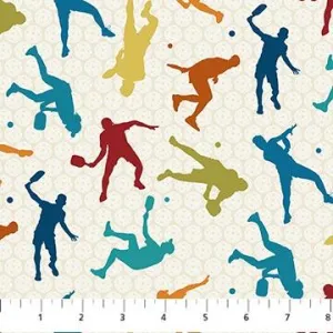 Pickleball  by Northcott Fabrics PICKLEBALL PLAYERS/CREAM