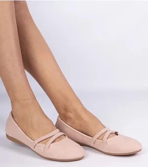 Pink matte eco-leather ballet flats