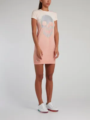 Pink Tie Dye Skull T-Shirt Dress