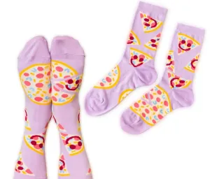 Pizza Happy Face Crew Socks - Women's