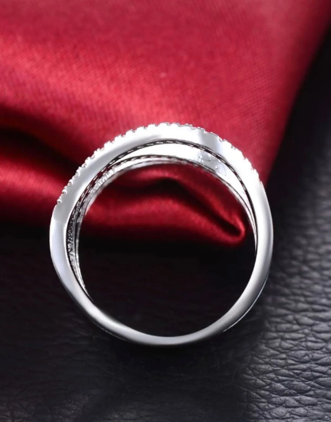 Platinum Plated Elegant Austrian Crystal Adjustable Ring