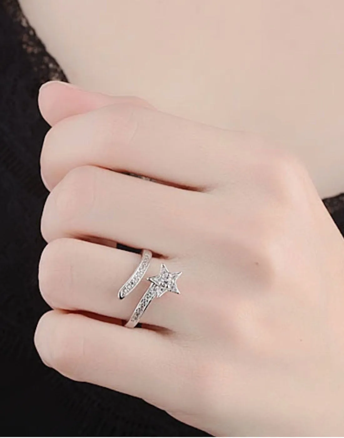 Platinum Plated Elegant Austrian Crystal Adjustable Ring