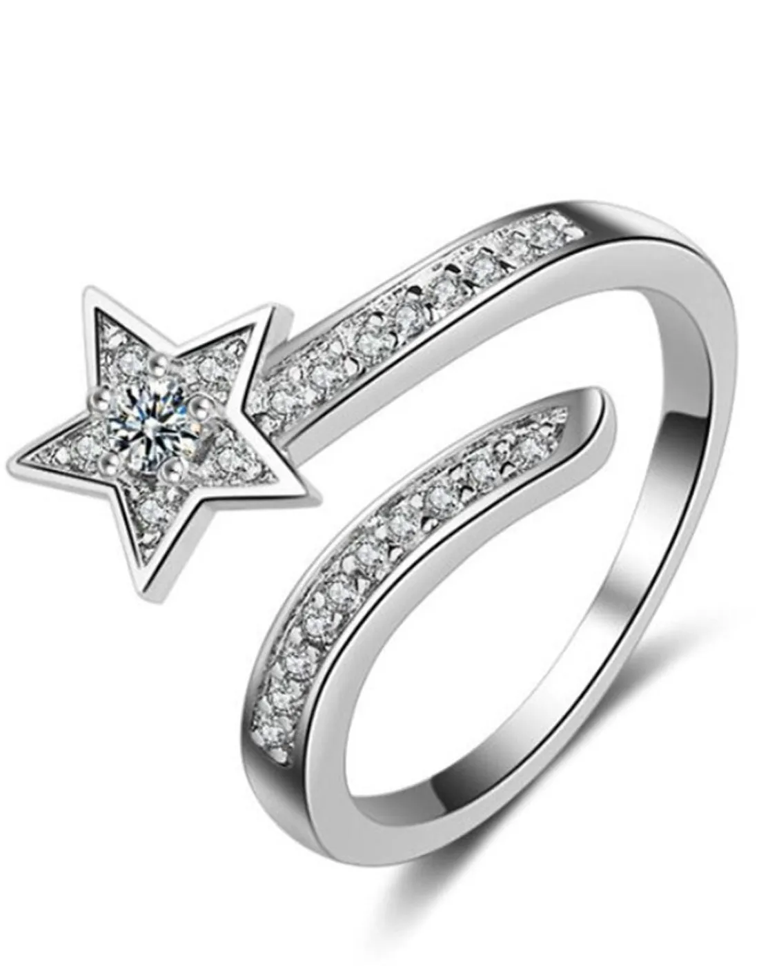 Platinum Plated Elegant Austrian Crystal Adjustable Ring