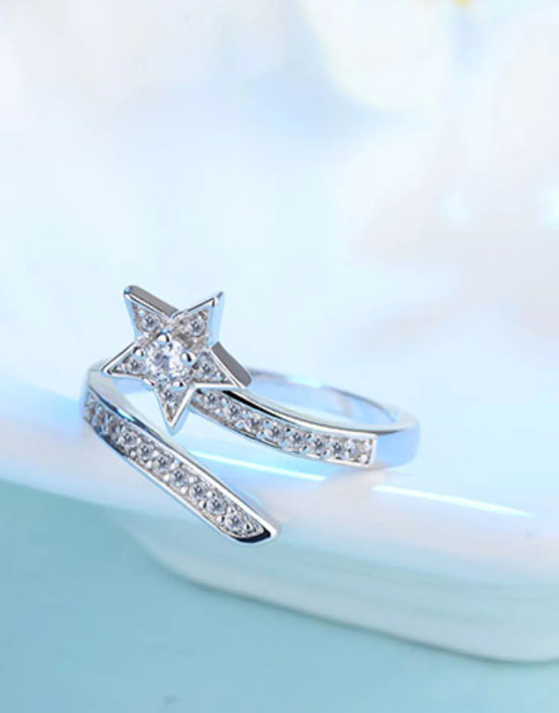 Platinum Plated Elegant Austrian Crystal Adjustable Ring