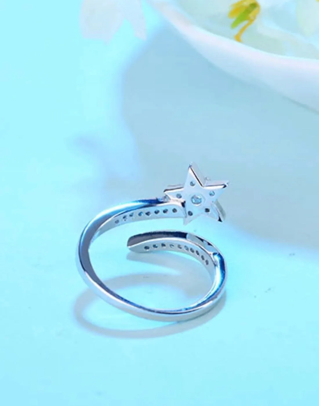 Platinum Plated Elegant Austrian Crystal Adjustable Ring